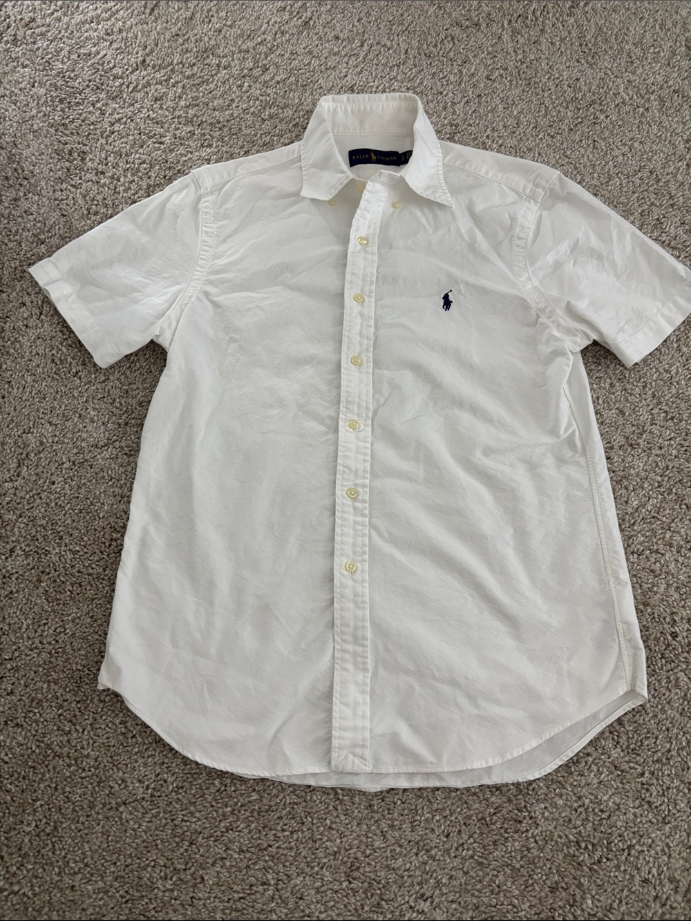 Ralph Lauren White Short-Sleeve Button-Down Polo Shirt